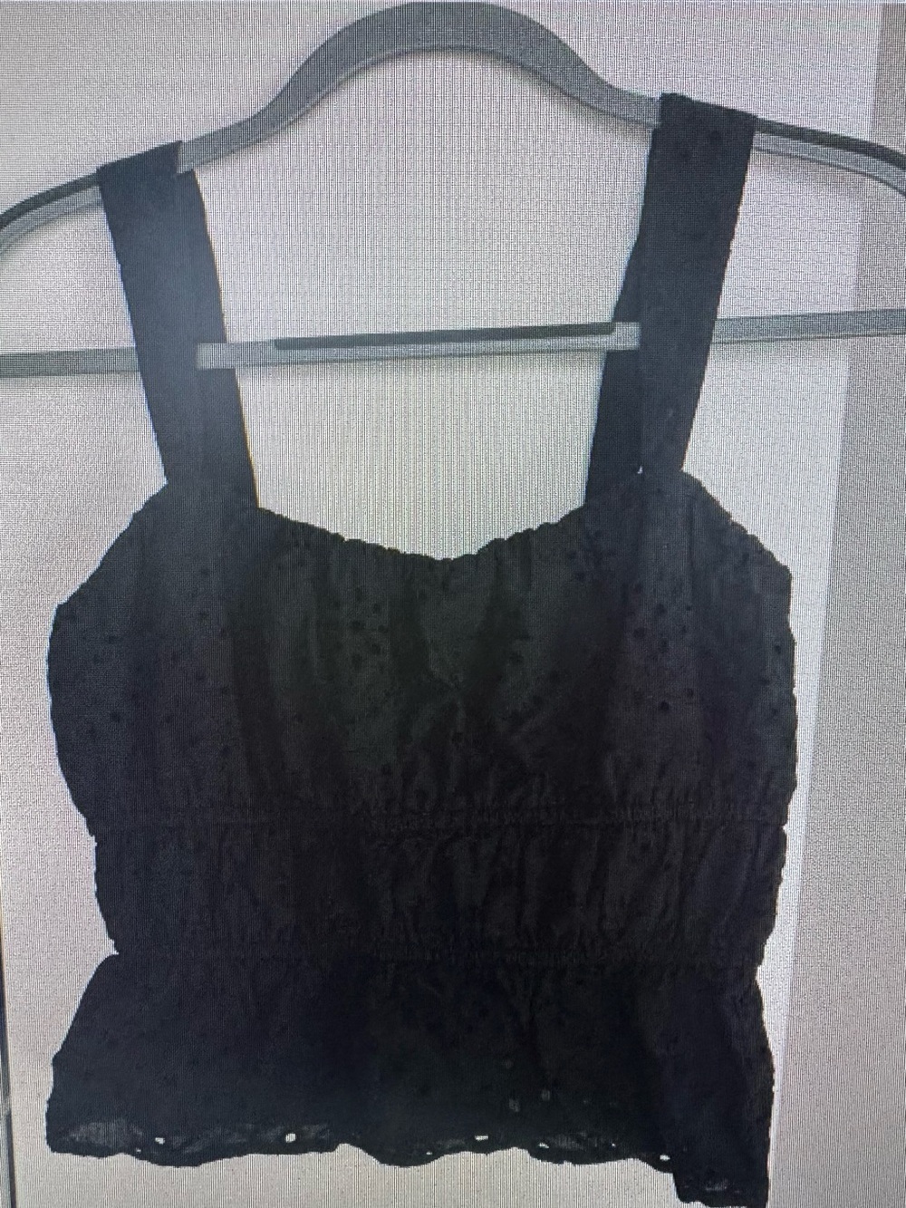 White House Black Market Black Eyelet Square-Neck Tank
